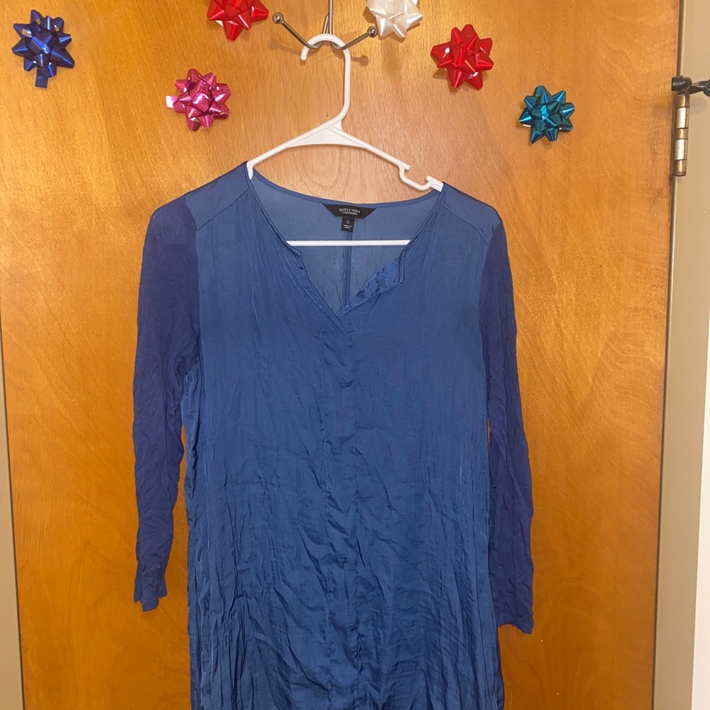 Blue V-Neck Blouse